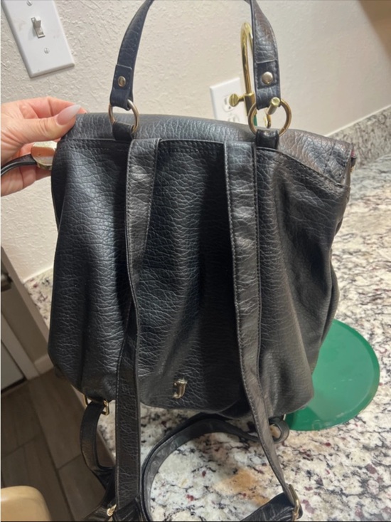Juicy Couture Black Leather Flap Backpack with Gold Hardware main image 4